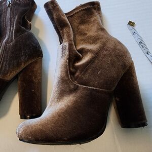 Forever Brown Velvet Heeled Boots